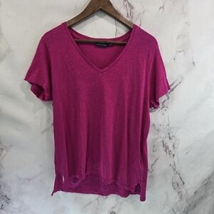 Polo Ralph Lauren T Shirt Womens Large Pink Short Sleeve V Neck Hot Magenta
